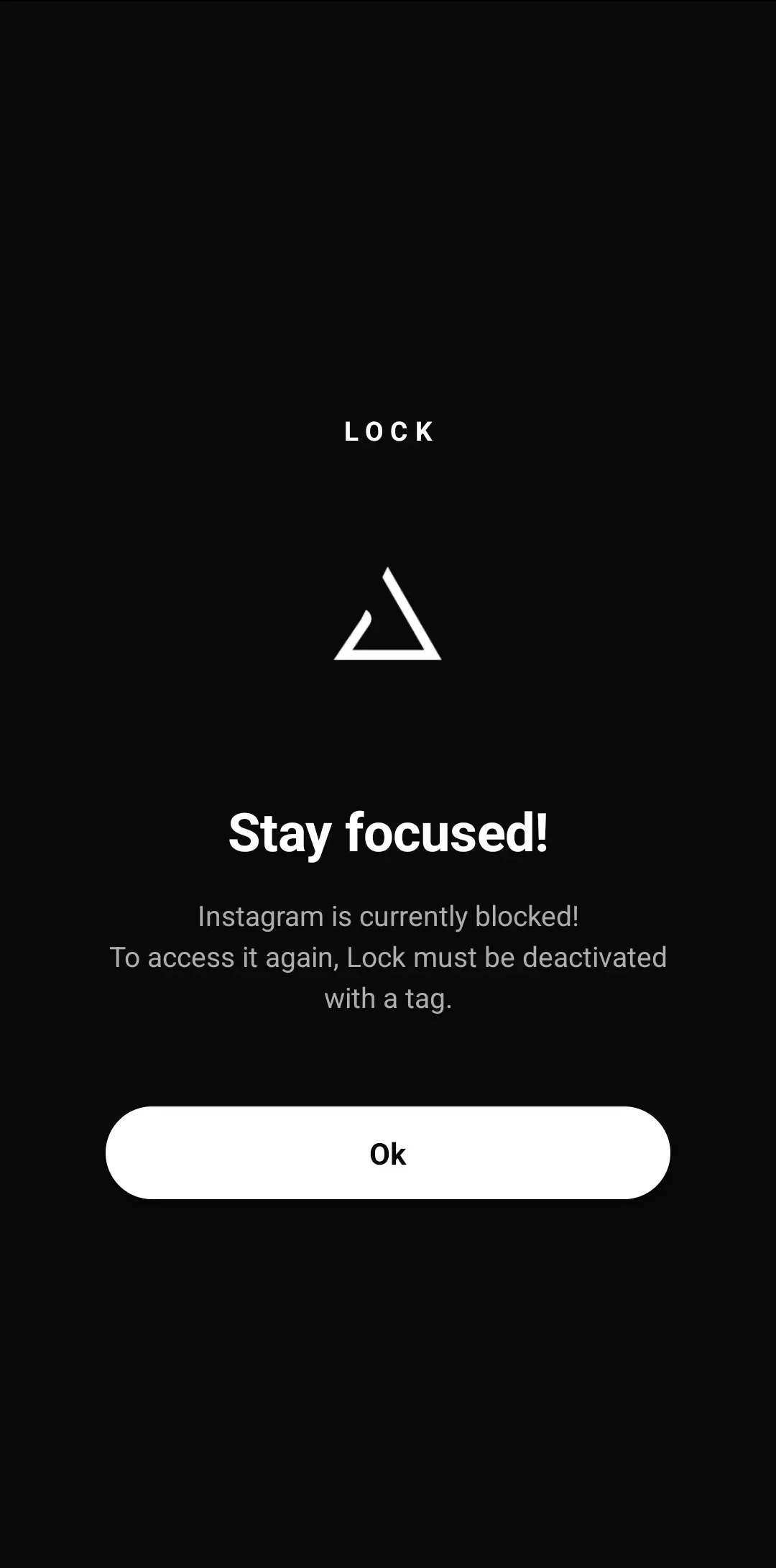 Lock screen: Instagram is locked, with no way to bypass the limit